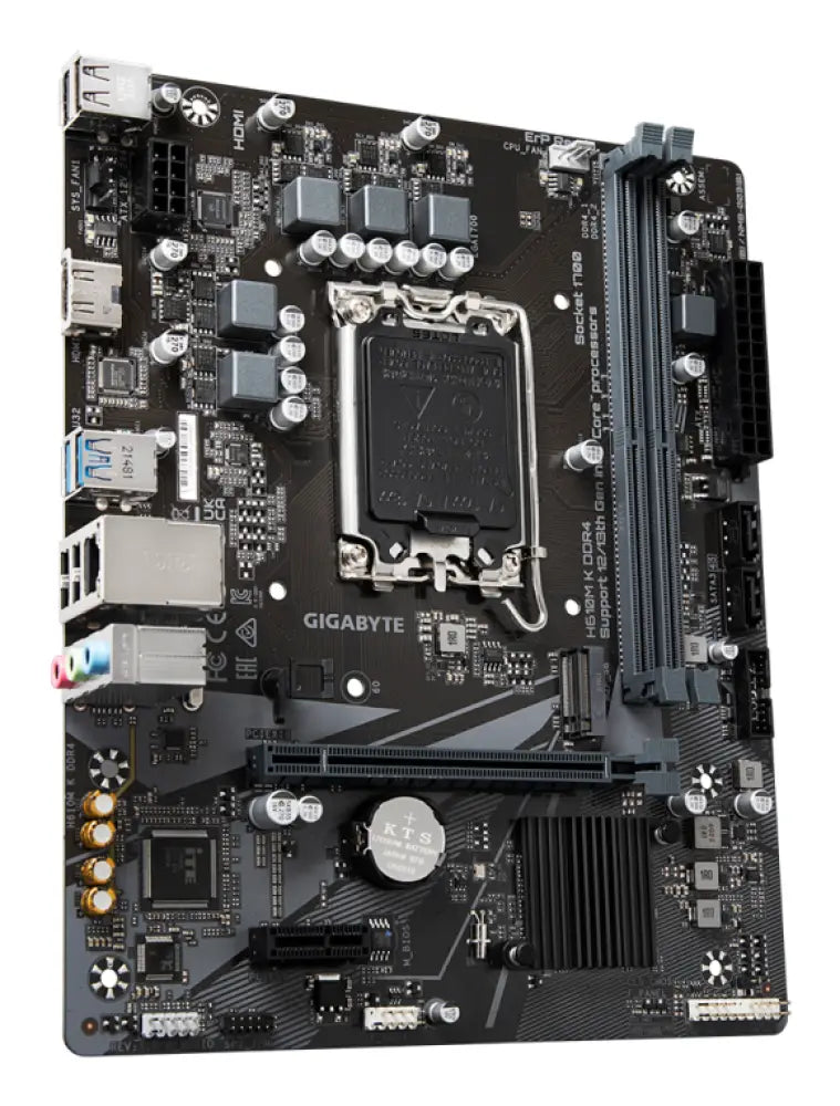 GIGABYTE H610M K DDR4 Placa base - Compatible con procesadores Intel Core 14th Gen CPUs. 3+1+1 Phases Hybrid Power Design. up to 3200MHz DDR4. 1xPCIe 3.0 M.2. GbE LAN. USB 3.2 Gen 1 - detalle