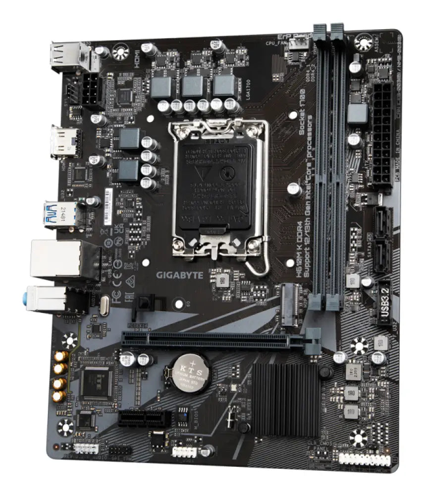 GIGABYTE H610M K DDR4 Placa base - Compatible con procesadores Intel Core 14th Gen CPUs. 3+1+1 Phases Hybrid Power Design. up to 3200MHz DDR4. 1xPCIe 3.0 M.2. GbE LAN. USB 3.2 Gen 1 - detalle
