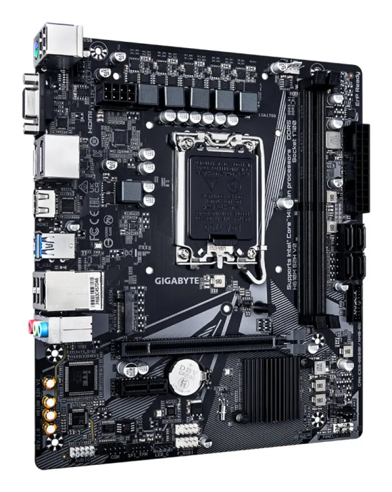 GIGABYTE H610M S2H V2 Placa base - Soporta CPUs Intel Core de 14ª generación. 4+1+1 Fases Híbridas VRM Digital. hasta 5600MHz DDR5. 1xPCIe 3.0 M.2. GbE LAN. USB 3.2 Gen 1 - detalle