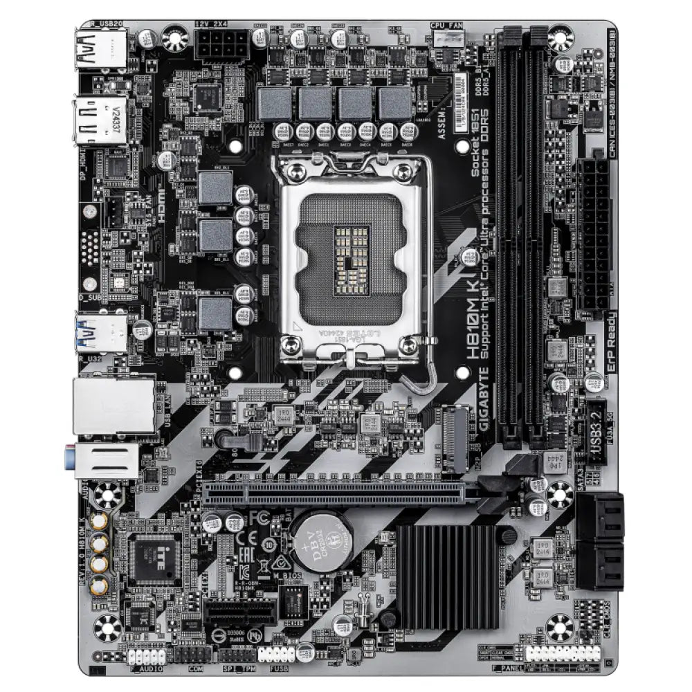 GIGABYTE H810M K Placa Base - Procesadores Intel Core Ultra (Serie 2). VRM de 3+1+2 fases. hasta 6400 MHz DDR5. 1 x M.2 PCIe 4.0. LAN 1 GbE. USB 3.2 Gen 1 - detalle