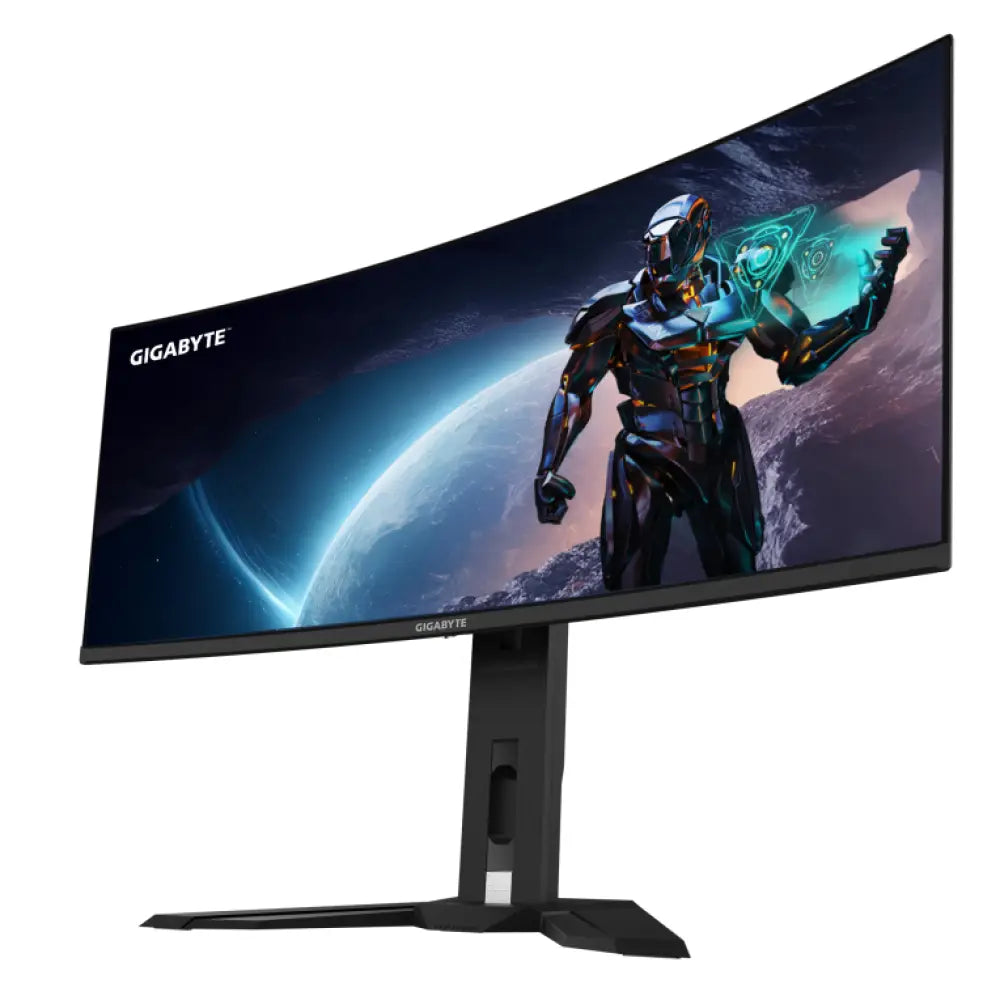 GIGABYTE Monitor de juegos curvo OLED WQHD MO34WQC2 de 34" - 3440 x 1440. 240Hz. 0.03ms. KVM. 250 cd/m². FreeSync Premium Pro. DisplayHDR True Black 400. HDMI 2.1. Displayport 1.4 - detalle
