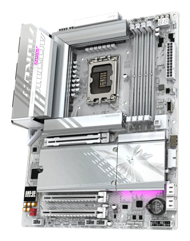 GIGABYTE Placa base Z890 AORUS ELITE WIFI7 ICE - Compatible con CPUs Intel Core Ultra (Serie 2). VRM de 16+1+2 fases. hasta 8800MHz DDR5 (OC). 1xPCIe 5.0 + 3xPCIe 4.0. Wi-Fi 7. LAN 2.5GbE. Thunderbolt 4 - detalle