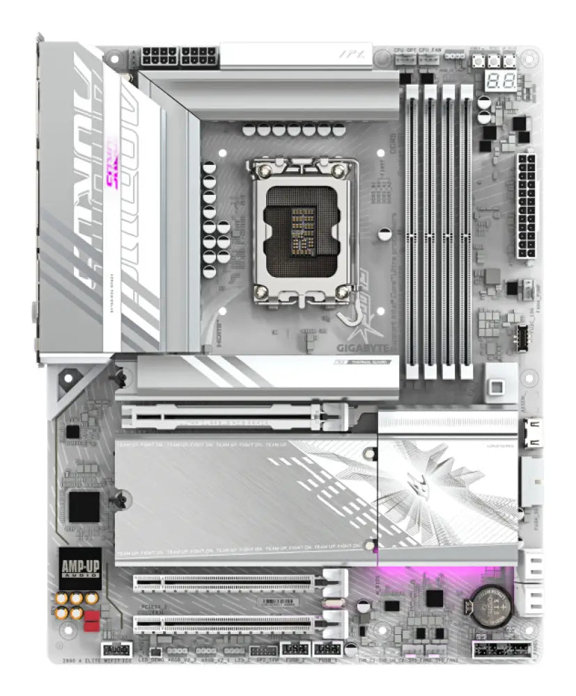 GIGABYTE Placa base Z890 AORUS ELITE WIFI7 ICE - Compatible con CPUs Intel Core Ultra (Serie 2). VRM de 16+1+2 fases. hasta 8800MHz DDR5 (OC). 1xPCIe 5.0 + 3xPCIe 4.0. Wi-Fi 7. LAN 2.5GbE. Thunderbolt 4 - detalle