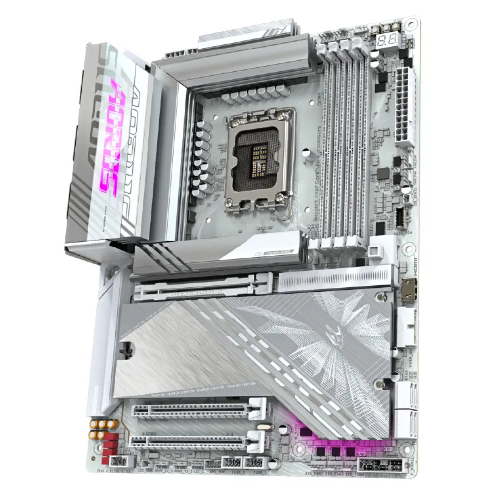 GIGABYTE Placa base Z890 AORUS ELITE X ICE - Compatible con CPUs Intel Core Ultra (Serie 2). VRM de 16+1+2 fases. hasta 9500MHz DDR5 (OC). 1xPCIe 5.0 + 4xPCIe 4.0. Wi-Fi 7. LAN 2.5GbE. Thunderbolt 4 - detalle