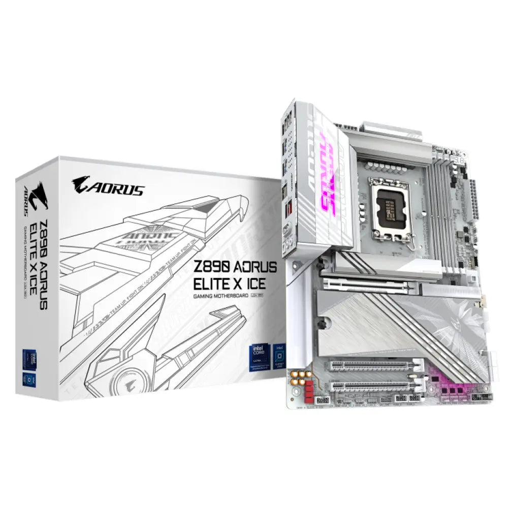GIGABYTE Placa base Z890 AORUS ELITE X ICE - Compatible con CPUs Intel Core Ultra (Serie 2). VRM de 16+1+2 fases. hasta 