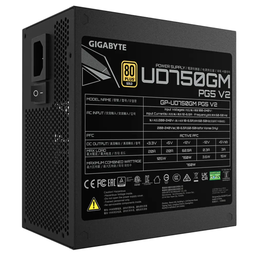 GIGABYTE UD750GM PG5 V2 unidad de fuente de alimentación 750 W 20+4 pin ATX Negro - detalle