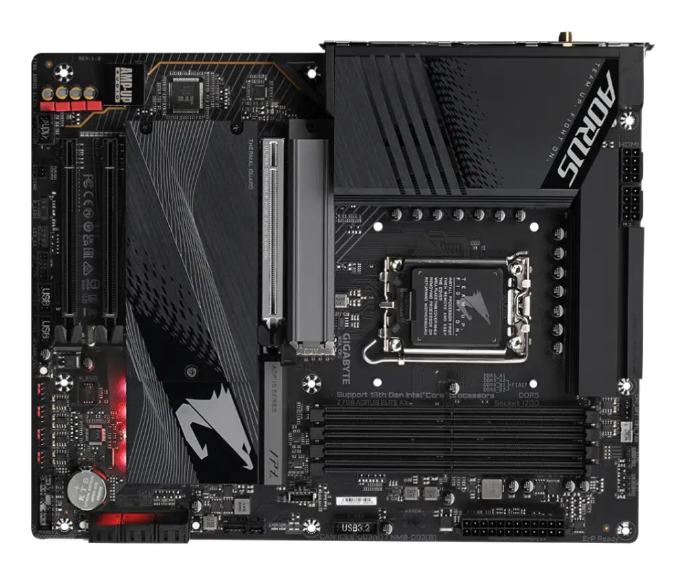 GIGABYTE Z790 AORUS ELITE AX Placa base - Soporta CPUs Intel Core de 14ª generación. 16*+2+1 fases de VRM digital. hasta 7600MHz DDR5 (OC). 4xPCIe 4.0 M.2. Wi-Fi 6E. LAN de 2.5GbE. USB 3.2 Gen 2x2 - detalle