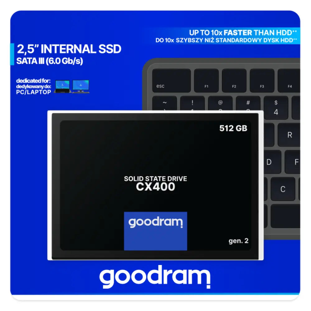 Goodram CX400 gen.2 512 GB 2.5" Serial ATA III 3D TLC NAND - detalle