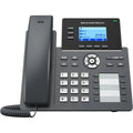 Teléfono IP GRANDSTREAM GRP2604P con 3 líneas, PoE y audio HD, en color negro con pantalla y botones de marcación.