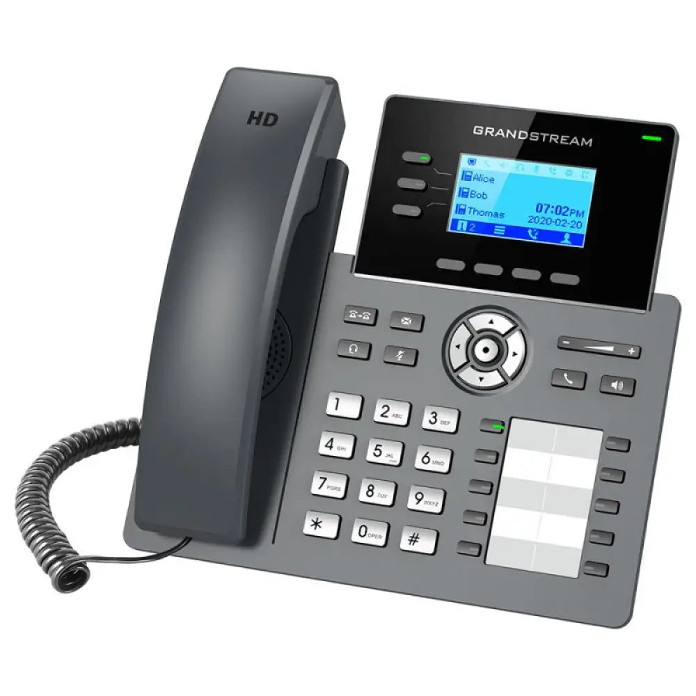 Teléfono IP GRANDSTREAM GRP2604P PoE con pantalla, 3 líneas y audio HD para comunicación profesional.