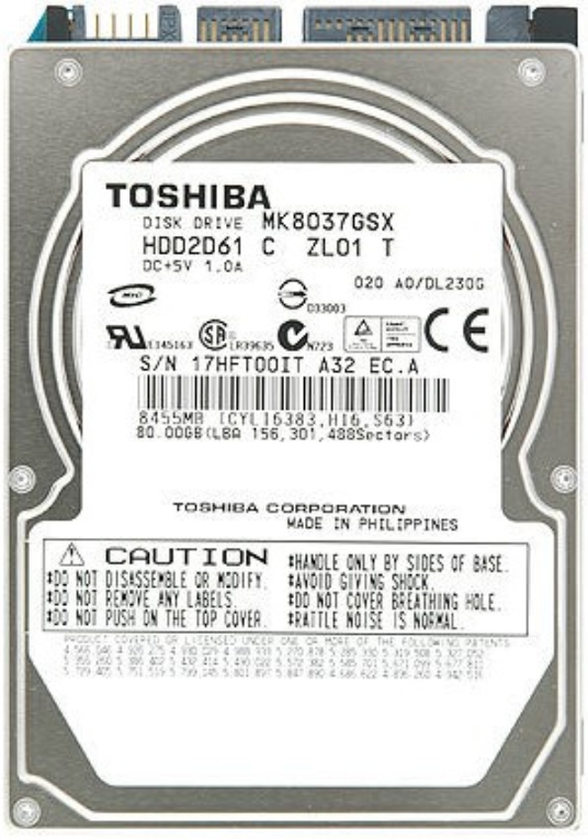 HD TOSHIBA 2,5" 80GB SATASATA 5400RPM - detalle