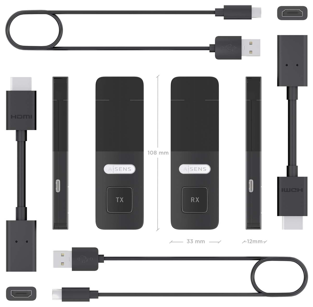 HDMI INALAMBRICO AISENS 1080P 30M NEGRO - detalle