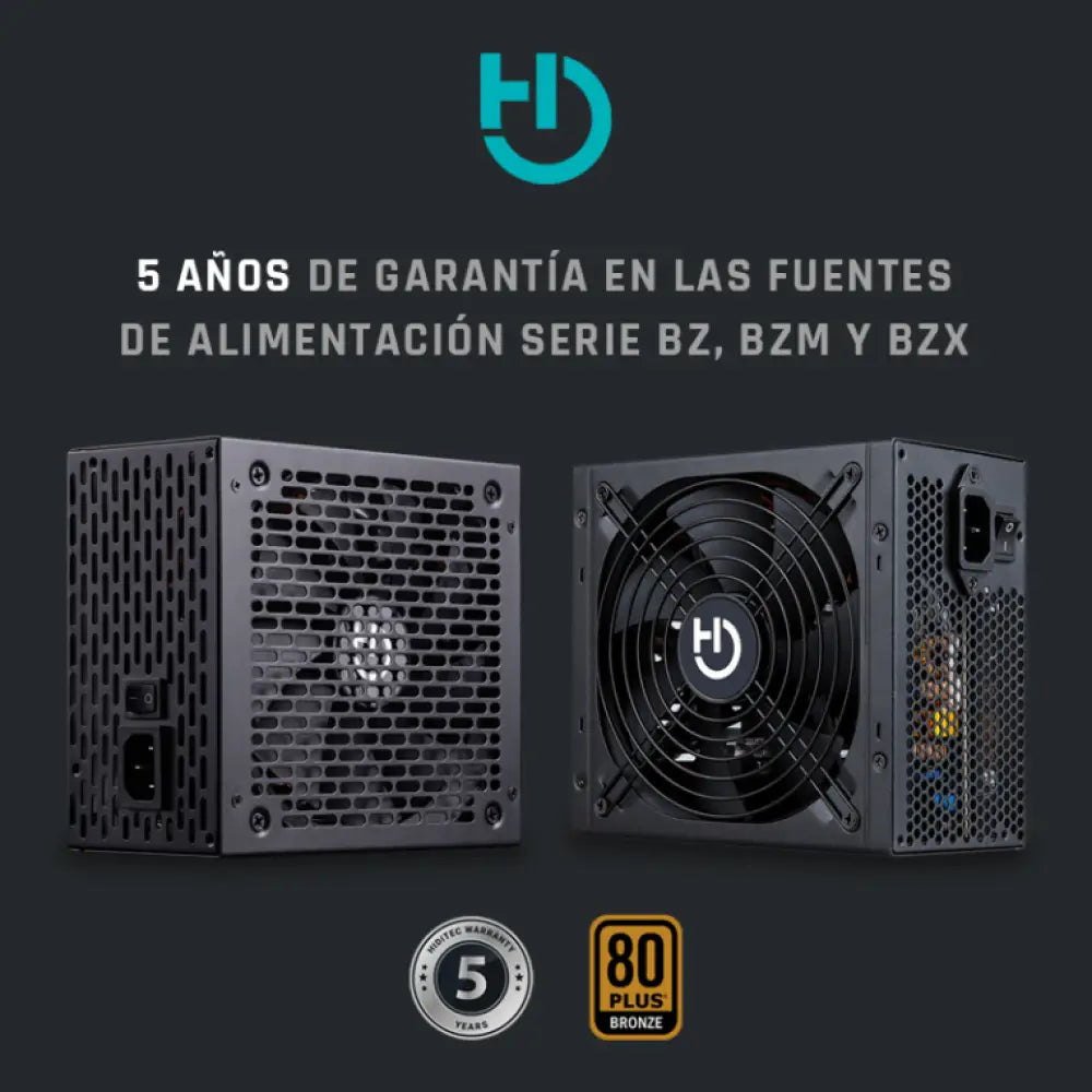 Fuente de alimentación Hiditec BZ-650 80Plus Bronze de 650 W, unidad ATX negra con cable de 20+4 pines para PC.