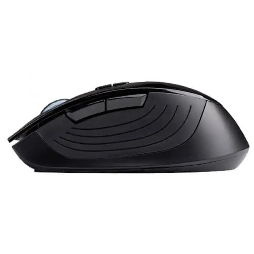 Ratón inalámbrico HIDITEC Dendro Avago A3000 con diseño ergonómico y botones programables, en color negro sobre superficie blanca.