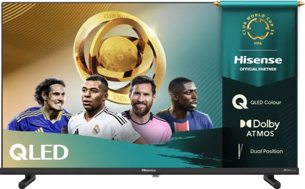 Televisor LED Hisense 32A5Q de 81.3 cm (32 pulgadas) en color negro, pantalla Full HD y funciones Smart TV con Wi-Fi.