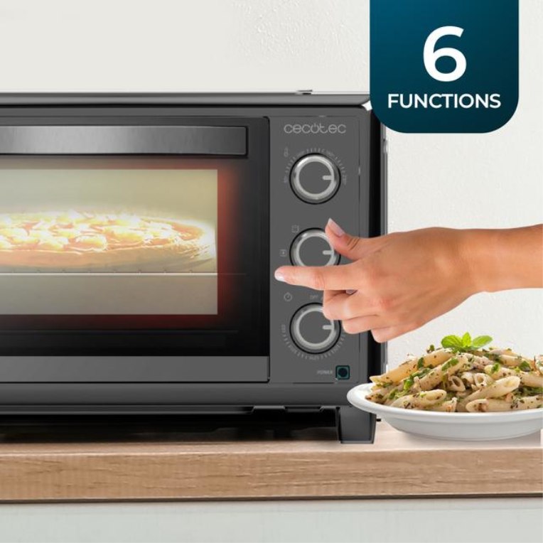 HORNO CECOTEC 03818 BAKE TOAST 2600 BLACK 4 PIZZ - detalle