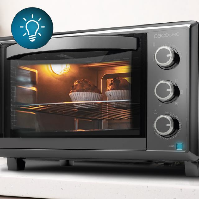 HORNO CECOTEC 03818 BAKE TOAST 2600 BLACK 4 PIZZ - detalle