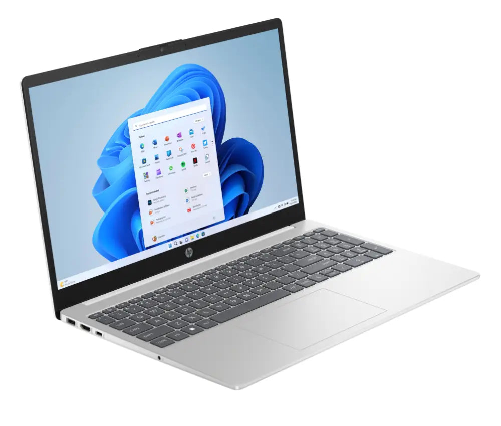 Portátil HP 15-fd0359ns con pantalla Full HD de 15.6", procesador Intel Core i3, 8 GB RAM, 512 GB SSD y Wi-Fi 6 en color blanco.