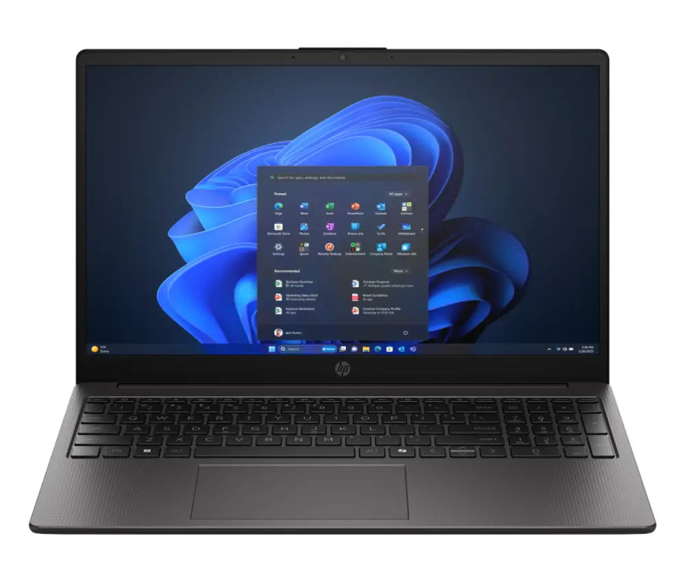 Portátil HP 255R G10 con pantalla Full HD de 15,6", procesador AMD Ryzen 7, 8 GB RAM, 512 GB SSD y Wi-Fi 6 en color negro.