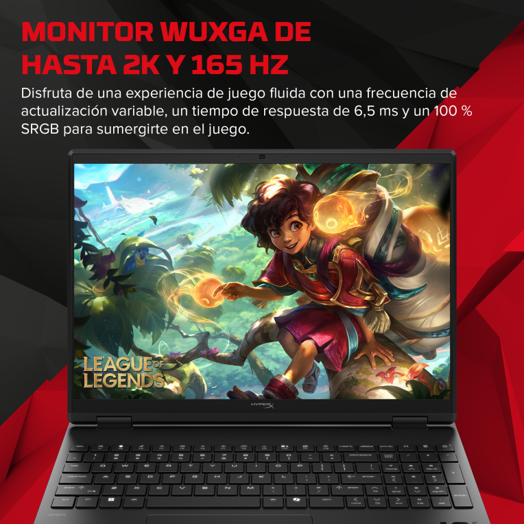 HP HyperX OMEN 15 inch Gaming Laptop PC 15-gb0016ns AMD Ryzen™ 7 260 38,9 cm (15.3") 2K 24 GB DDR5-SDRAM NVIDIA GeForce RTX 5060 Wi-Fi 6 (802.11ax) FreeDOS AI PC Negro - detalle