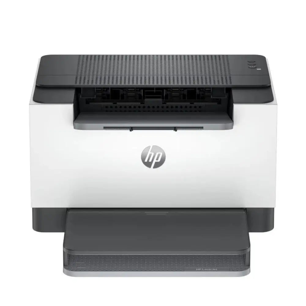 Impresora láser HP LaserJet M209d en color blanco con funciones dúplex y diseño compacto.