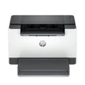 Impresora láser HP LaserJet M209d en color blanco con doble cara y diseño compacto, vista frontal sobre superficie blanca