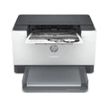 Impresora láser HP LaserJet M209dw en color blanco con conexión Wi-Fi, vista frontal con bandeja de papel.