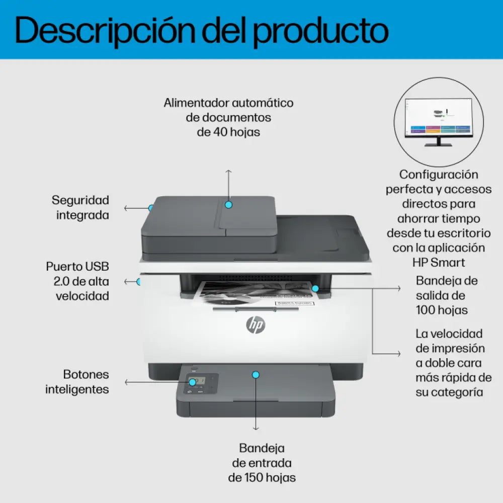 HP LaserJet M234sdn Multifunction Blanco y negro Impresora. Solo Ethernet; Fotocopiadora. escáner - detalle