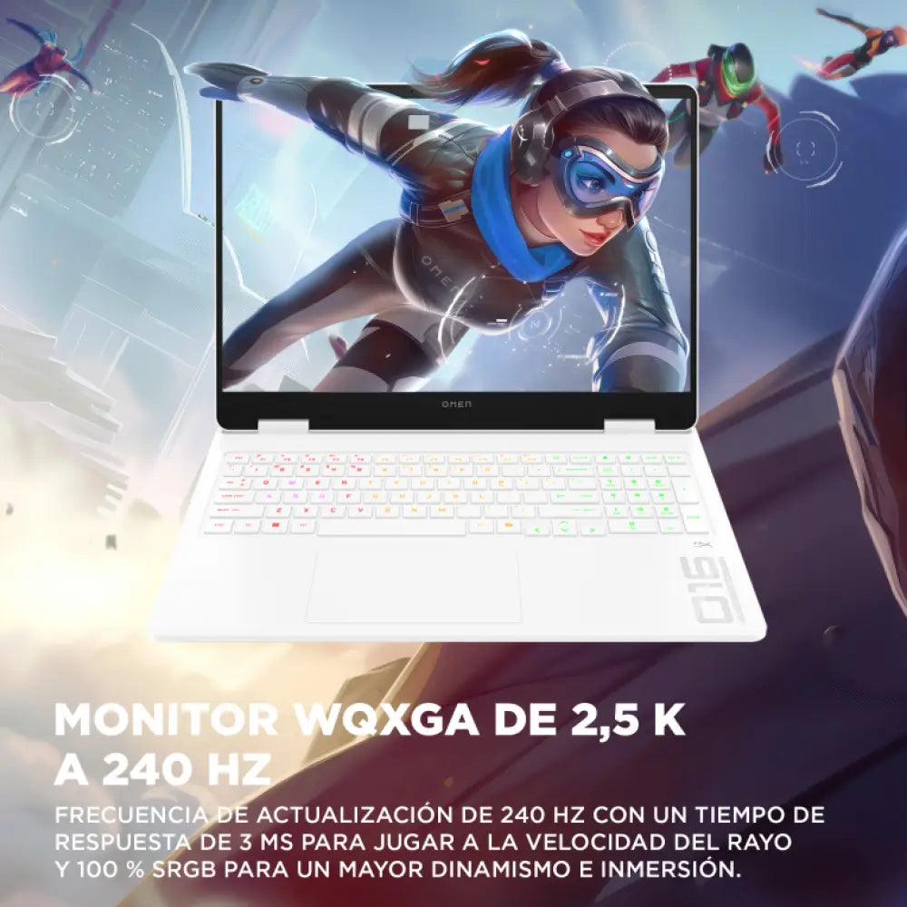 HP OMEN Gaming 16-am0041ns Intel Core 7 240H Portátil 40.6 cm (16") 2K 32 GB DDR5-SDRAM 1 TB SSD NVIDIA GeForce RTX 5070 Wi-Fi 6 (802.11ax) FreeDOS Blanco - detalle