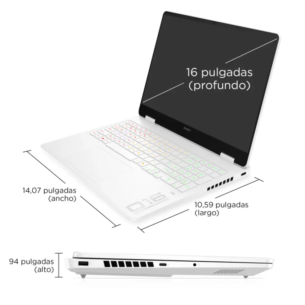 HP OMEN Gaming 16-am0041ns Intel Core 7 240H Portátil 40.6 cm (16") 2K 32 GB DDR5-SDRAM 1 TB SSD NVIDIA GeForce RTX 5070 Wi-Fi 6 (802.11ax) FreeDOS Blanco - detalle