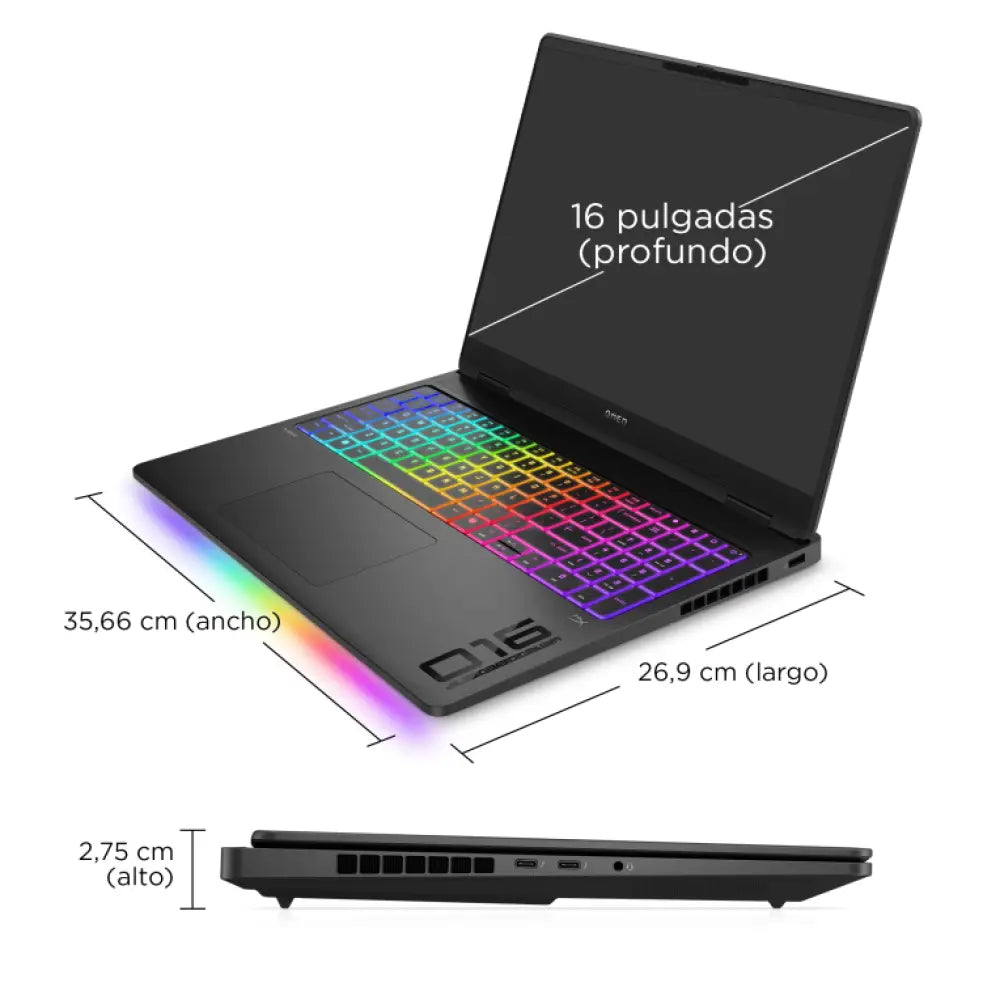 HP OMEN MAX Gaming Laptop 16-ah0039ns Intel Core Ultra 9 275HX Portátil 40.6 cm (16") WQXGA 32 GB DDR5-SDRAM NVIDIA GeForce RTX 5070 Ti Wi-Fi 7 (802.11be) FreeDOS AI PC Negro - detalle