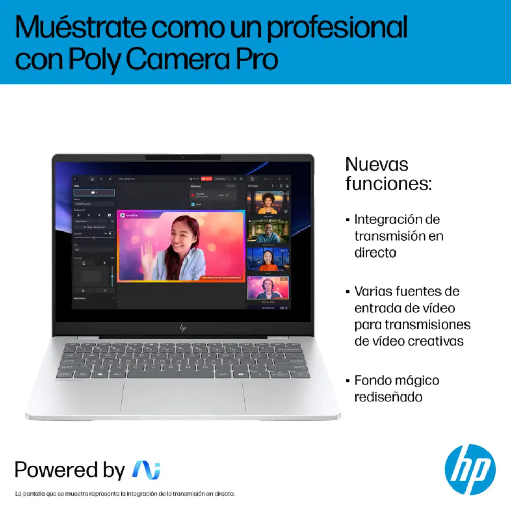 HP OmniBook 7 AI 14-fr0011ns Intel Core Ultra 5 225U Portátil 35.6 cm (14") 2K 16 GB LPDDR5-SDRAM 1 TB SSD Wi-Fi 7 (802.11be) Windows 11 Home AI PC Plata - detalle