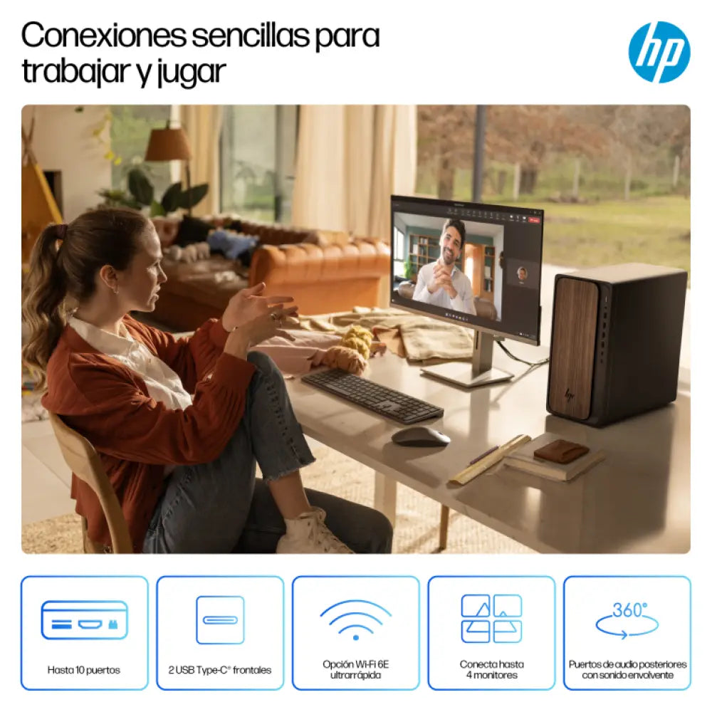 HP OmniDesk AI M03-0016ns PC Intel Core Ultra 5 225 16 GB DDR5-SDRAM 1 TB SSD Windows 11 Home Torre AI PC Madera - detalle