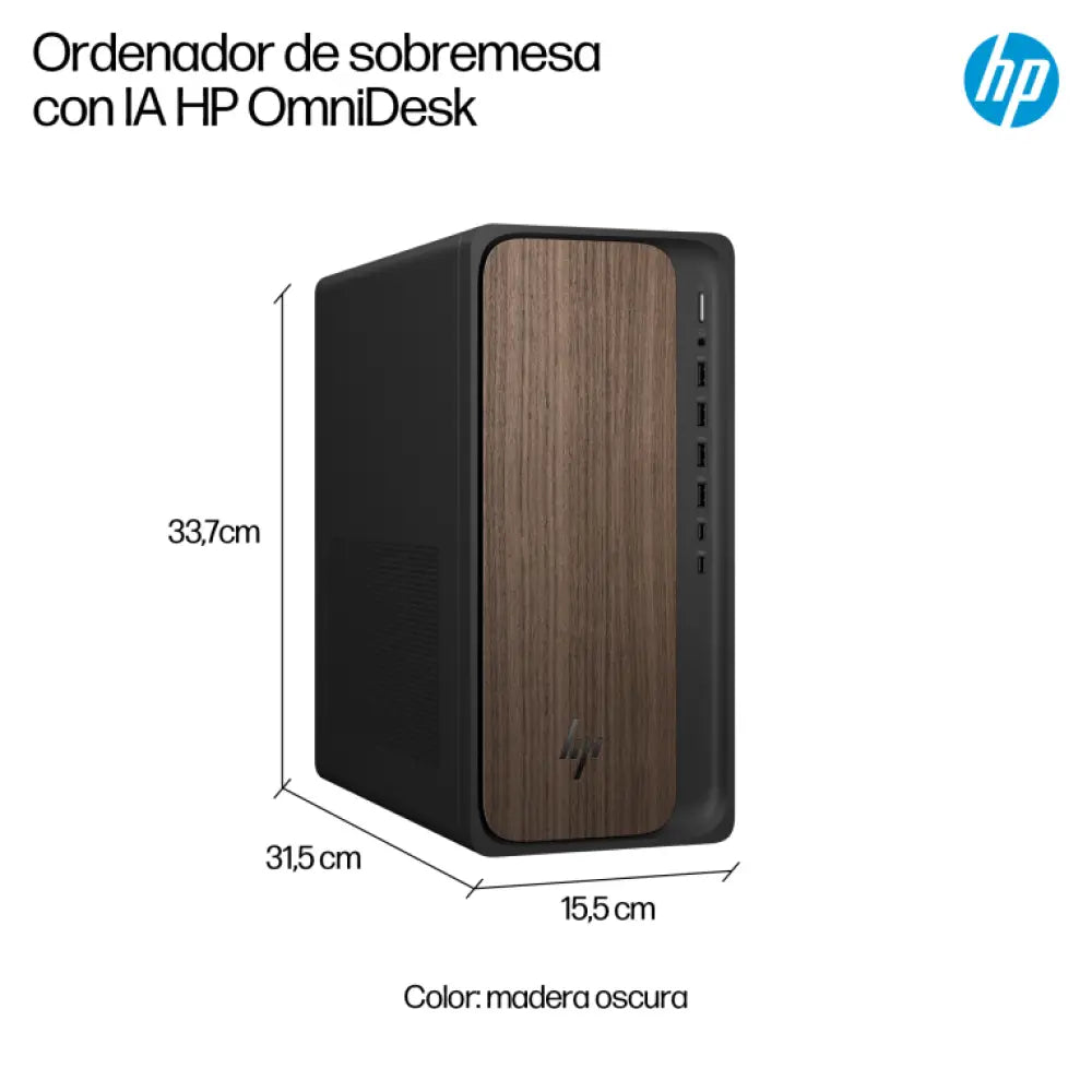 HP OmniDesk AI M03-0016ns PC Intel Core Ultra 5 225 16 GB DDR5-SDRAM 1 TB SSD Windows 11 Home Torre AI PC Madera - detalle