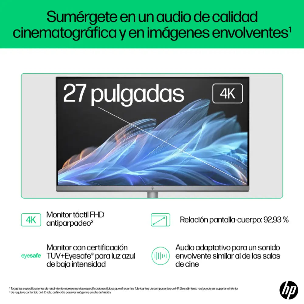 HP OmniStudio X 27-cs0015ns PC Intel Core Ultra 5 125H 68.6 cm (27") 1920 x 1080 Pixeles PC todo en uno 16 GB DDR5-SDRAM 512 GB SSD Windows 11 Home Wi-Fi 7 (802.11be) Plata - detalle