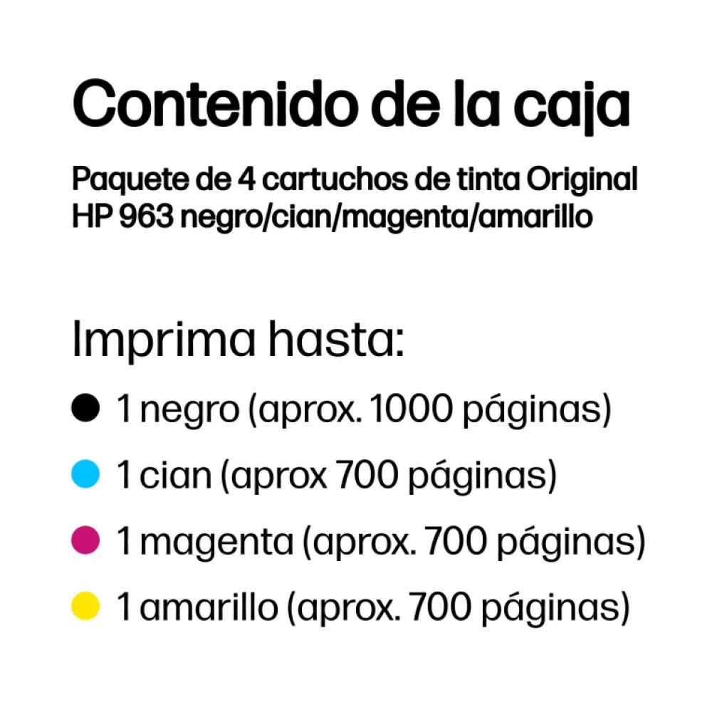 HP Paquete de 4 cartuchos de tinta Original 963 negro/cian/magenta/amarillo - detalle