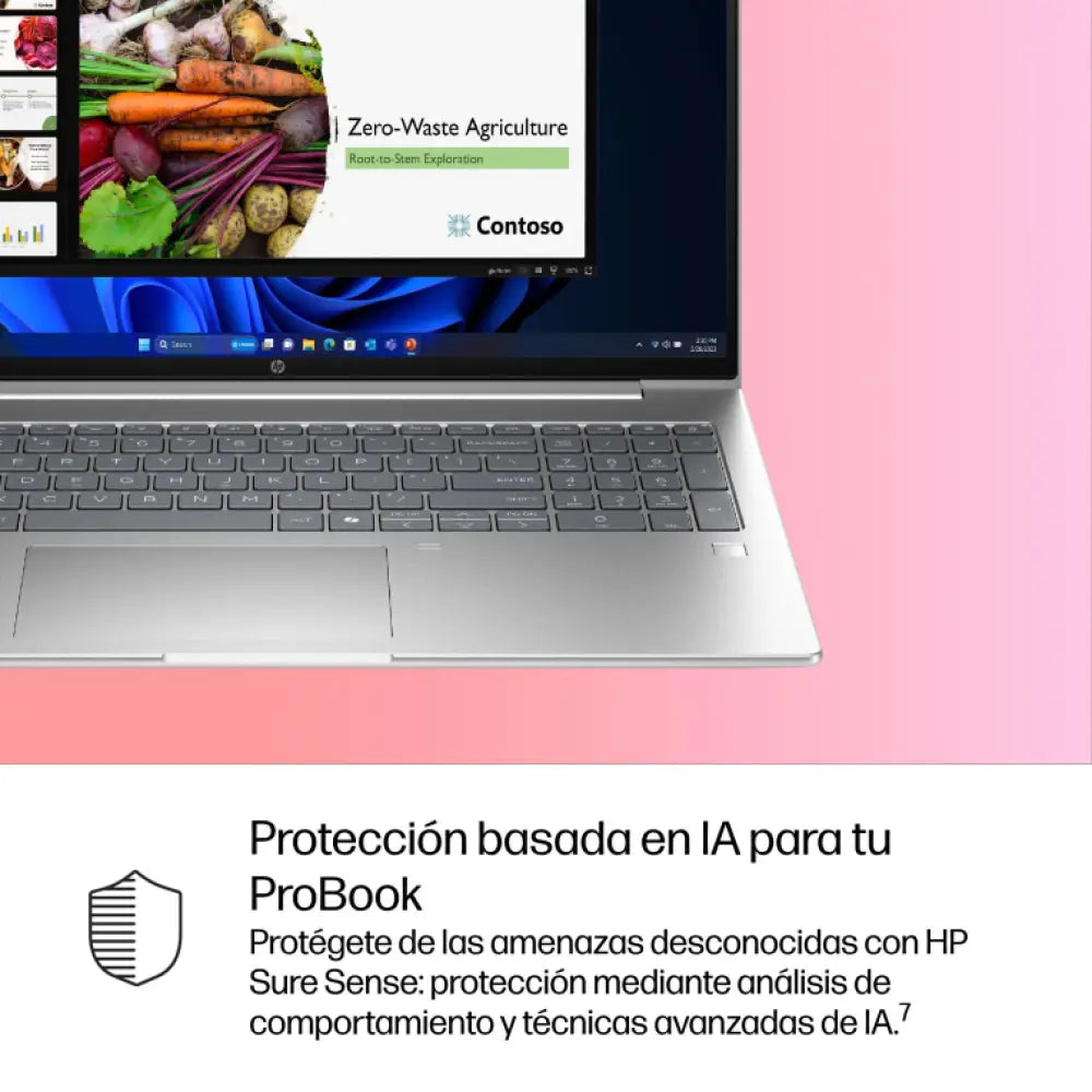 HP ProBook 4 G1i AI Wolf Pro Security Edition Intel Core Ultra 7 255U Portátil 40.6 cm (16") WUXGA 32 GB DDR5-SDRAM 1 TB SSD Wi-Fi 6E (802.11ax) Windows 11 Pro AI PC Plata - detalle