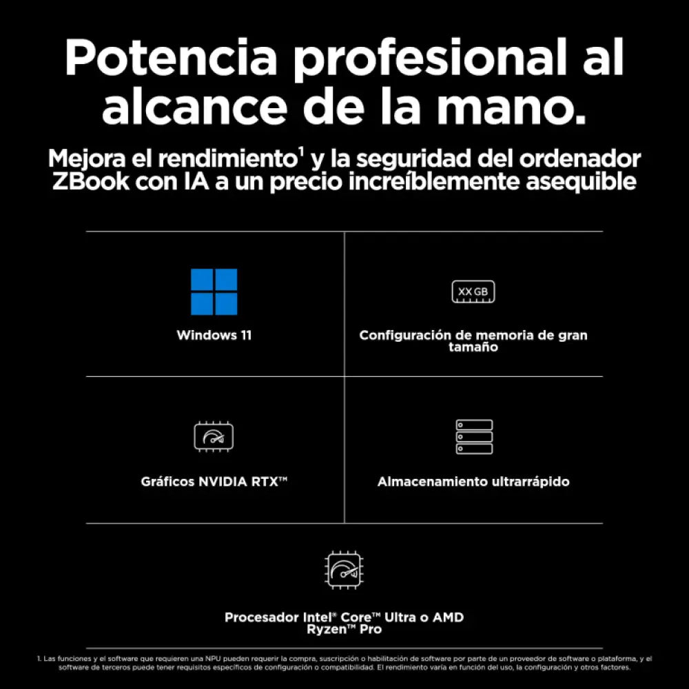 HP ZBook Power G11 A AMD RyzenT 9 8945HS Estación de trabajo móvil 40.6 cm (16") WUXGA 32 GB DDR5-SDRAM 1 TB SSD NVIDIA RTX 2000 Ada Wi-Fi 6E (802.11ax) Windows 11 Pro AI PC Plata - detalle