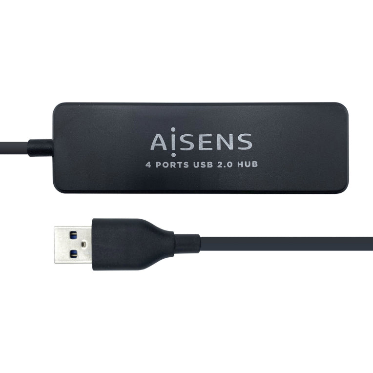 AISENS Hub USB 2.0. Tipo A/M - 4 x Tipo A/H. Negro. 30 cm