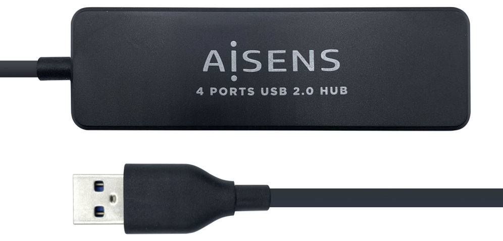HUB AISENS USB 2.0 TIPO A M-4XTIPO A H NEGRO 30CM