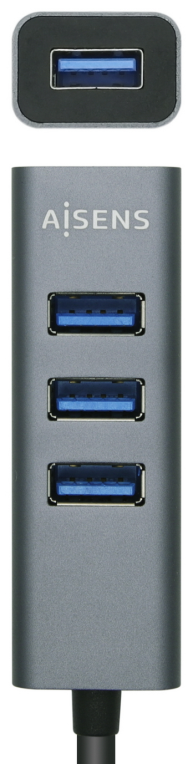HUB AISENS USB 3.0 ALUMINIO TIPO A M-4XTIPO A H GRIS 10CM - detalle