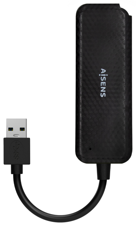 HUB AISENS USB 3.0 TIPO A/M-4XTIPO A/H NEGRO 15CM - detalle
