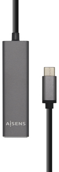 HUB AISENS USB 3.1 USB-C USB-C M-4xTIPO A H GRIS 15CM