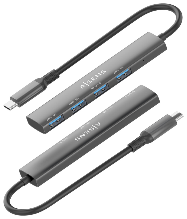 HUB AISENS USB 3.1 USB-C USB-C/M-4XTIPO A/H GRIS 15CM - detalle