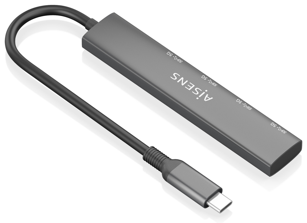 HUB AISENS USB 3.1 USB-C USB-C/M-4XTIPO A/H GRIS 15CM - detalle