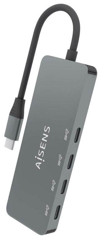 HUB AISENS USB 3.2 GEN2 10G USB-C/M-4XUSB-C/H 15CM GRIS - detalle