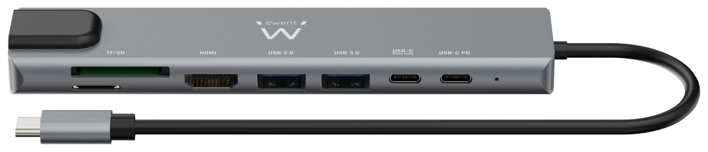 HUB EWENT USB 3.2 GEN1 USB-C DOCK 8-1 HDMI 4K 2XUSB-C 2XUSB-A LAN CARD READER - detalle