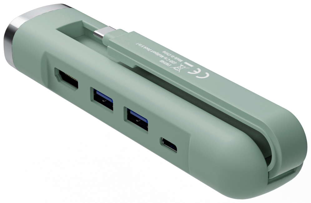 HUB EWENT USB-C Y USB-A MULTIPORT DOCK 5-1 HDMI VERDE