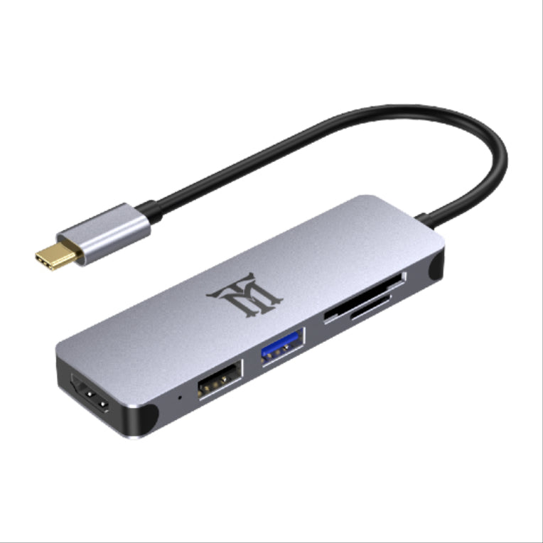 Maillon Technologique Premium MTHUB5 base para portátil y replicador de puertos USB 3.2 Gen 2 (3.1 Gen 2) Type-C Aluminio. Gris