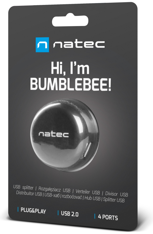 HUB NATEC BUMBLEBEE 4 PUERTOS USB 2.0 NEGRO - detalle